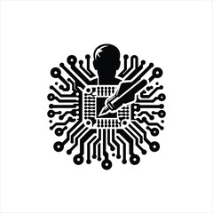 circuit board vector silhouette line art illustration