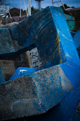 geometric concrete blocks with graffiti