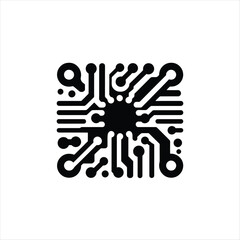 circuit board vector silhouette line art illustration