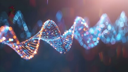 Glowing DNA double helix abstract background.  Perfect for science, medical, technology themes.