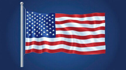 Fototapeta premium American flag on a dark blue background with copy space, symbolizing patriotism, freedom, and the United States of America. Ideal for national holidays, historical events, or patriotic projects.