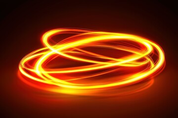 Glowing elliptical light trails create an abstract design against a dark backdrop
