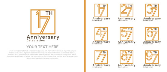 logo anniversary set. brown color with square on white background for special event