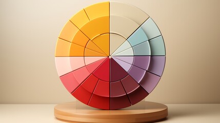 Obraz premium Pie chart divided into four symmetrical sections subtle shadows and gradient pastels providing a modern labelfree visual for data presentations