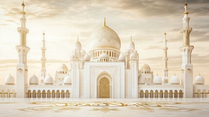Fototapeta premium Grand Mosque of Abu Dhabi at Sunrise