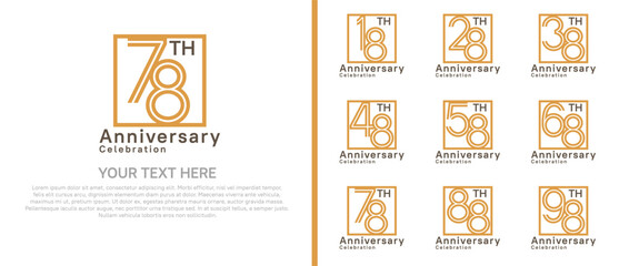 logo anniversary set. brown color with square on white background for special event