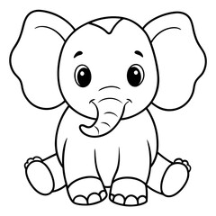 Obraz premium Adorable Cartoon Elephant Outline for Coloring Books, Educational Resources, Children's Illustrations, and Creative Activities
