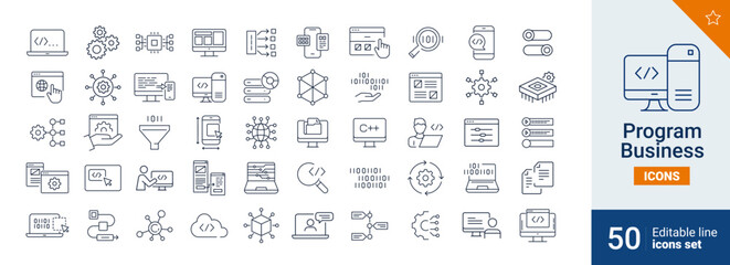 Program icons Pixel perfect. Data, code, computer, ....	
