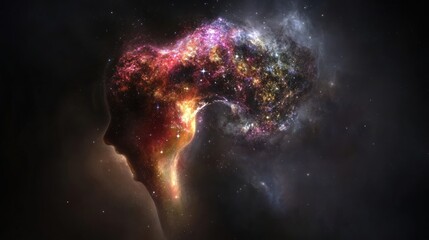 Cosmic Nebula Head in Deep Space