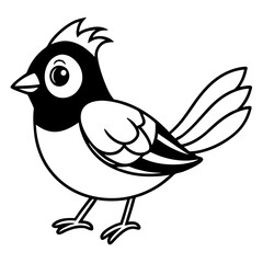 Obraz premium Cartoon Bird Outline Cute Black and White Bird Clipart for Children and Educational Materials