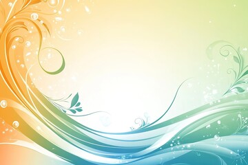 Abstract floral gradient background with flowing lines swirls and decorative elements