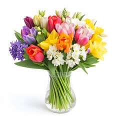 colorful tulips bouquet  in vase
