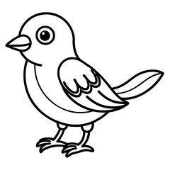 Cute Cartoon Bird Outline Illustration, Simple Design for Coloring Book, Kids Activity, and Educational Resources, Format