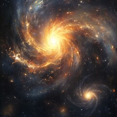 Obraz premium Cosmic Spiral Galaxies Colliding in Space.