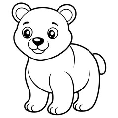 Obraz premium Cute Cartoon Bear Outline for Coloring Books and Educational Resources Simple Black and White Animal Design