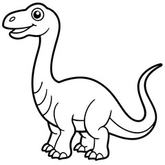 Fototapeta premium Cute Cartoon Brontosaurus Dinosaur Outline for Coloring Books, Kids Activity Pages, and Educational Resources