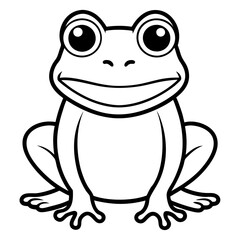 Cute Cartoon Frog Outline Illustration, Amphibian Coloring Page, Funny Animal Line Art for Kids, Isolated Image