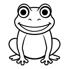 Obraz premium Cute Cartoon Frog Outline Simple Design for Children's Coloring Books and Educational Resources