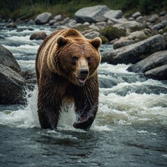 brown bear in water