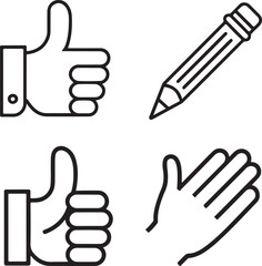 Hand Gesture Icons Set - Editable Stroke Vector Illustration

