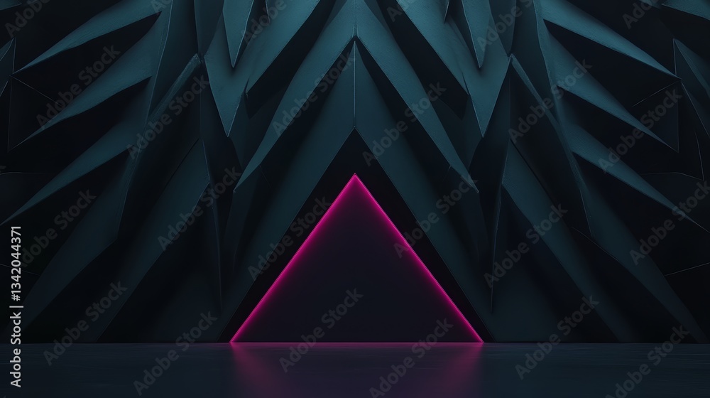 Aufkleber black and purple image of a triangle with a pink light shining on it. the image has a futuristic and