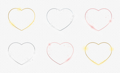 Set of six heart shape frames