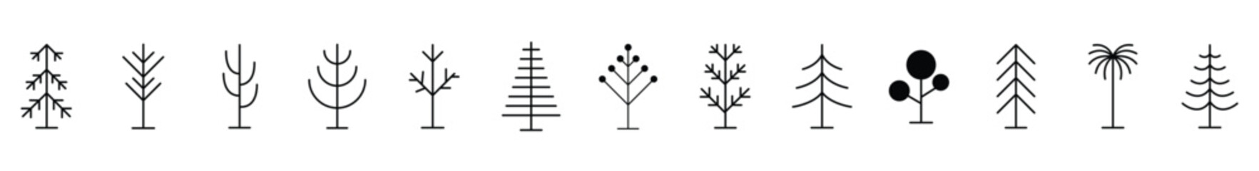 Mobiletrees linear icons, Big set of minimal trees linear, trees for nature design, tree vector set. EPS 10	
