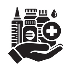 Nurse And Doctor Vector Icon Silhouette On White Black Background