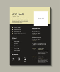 Modern CV Resume template design, Clean and modern resume or CV template. Elegant Vector Resume Template with Subtle Color Combinations, Corporate modern elegant resume template design,