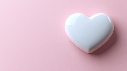 Fototapeta premium White Heart on Pink Background Minimalist Design