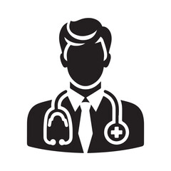 Nurse And Doctor Vector Icon Silhouette On White Black Background
