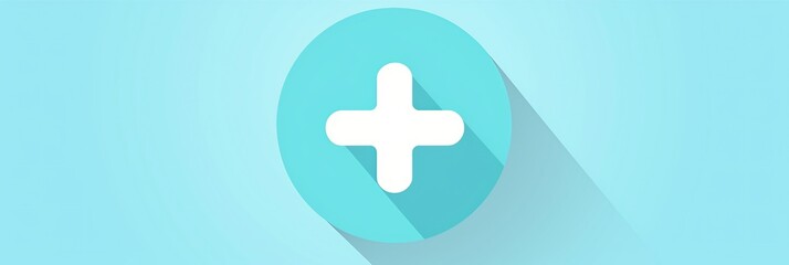 Obraz premium Medical cross icon a straightforward flat style rendered in blue and white for clean and professional healthcare visuals