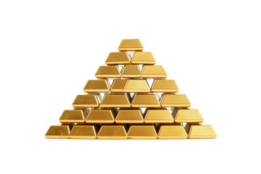 Mini Golden Pyramid: Isolated on White Transparent Background