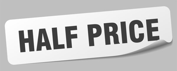 half price sticker. half price label