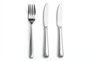 Front and back view of stainless steel fork and knife set