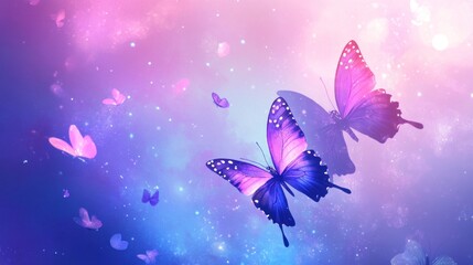 Magical Butterflies Flying in Cosmic Nebula