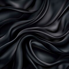 Fototapeta premium A close-up view of flowing black fabric, showcasing smooth, undulating textures and rich shadows.