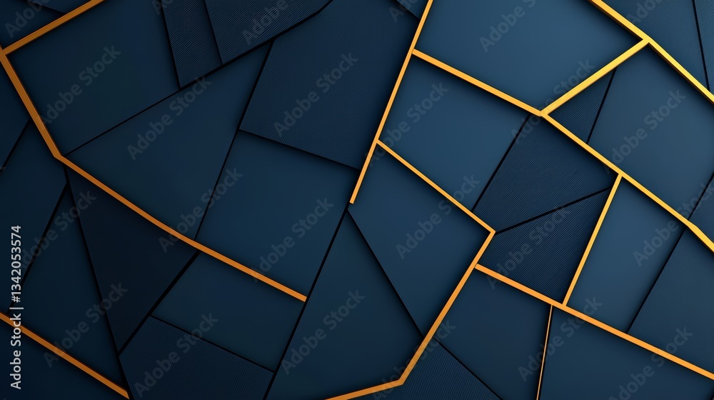 Leinwandbilder blue and gold abstract background with a lot of squares. the squares are of different sizes and are 