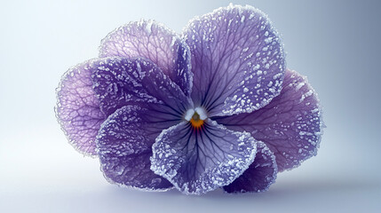 Obraz premium Minimalistic ice-covered violet flower, clarity and simplicity in high resolution
