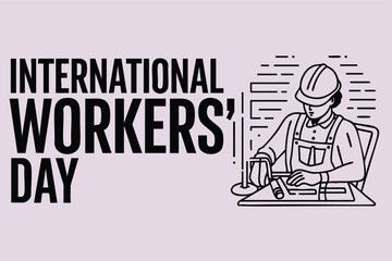 Naklejka premium A simple, line-art graphic celebrating International Workers' Day