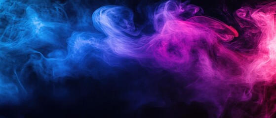 Abstract background of swirling blue and pink smoke on dark background Concept of mystery, magic, and vibrant color