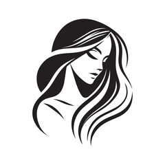 Silhouette of a woman with long hair in a stylish and glamorous vector illustration