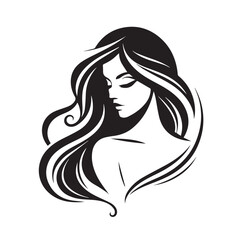 Elegant Black and White Silhouette of a Woman's Profile