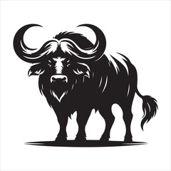 Fototapeta premium Buffalo silhouette vector on a white background