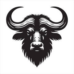 Fototapeta premium Buffalo silhouette vector on a white background