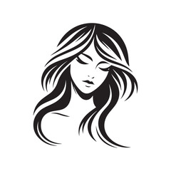 Elegant woman with long hair and glamorous makeup in a stylish vector illustration
