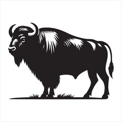 Buffalo silhouette vector on a white background