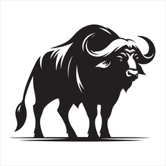Obraz premium Buffalo silhouette vector on a white background