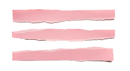 pink ripped paper torn edges strips isolated on white