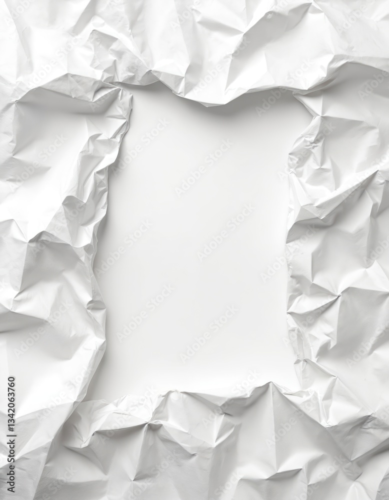 Poster torn crumpled white paper texture background with space for message. ragged rip sheet scrap, banner 